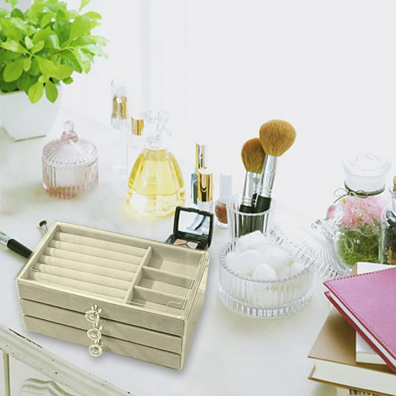 Guozer Jewellery Storage Box 1PCS Three-layer Jewelry Box Multiple-compartments Jewelry Sorting Organizer for Home, Dormitory, Office, Rental, Traveling