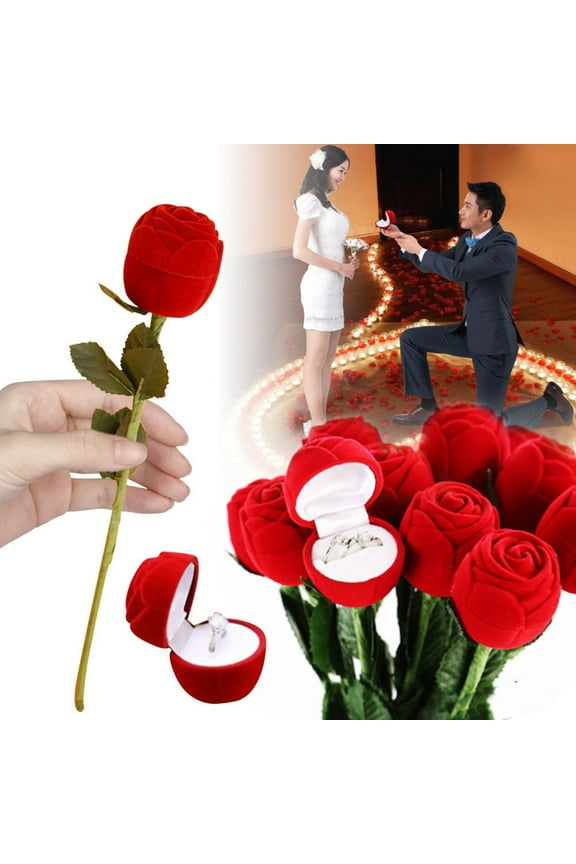 Red Rose-shaped Ring Box , Gifts for Valentine's Day, Christmas, Anniversary, Birthday