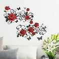 thumbnail image 1 of Guozer Red Roses Flowers Butterflies Bedroom Bedside Living Room Home Decor Wall Stickers Wall Stickers Self-adhesive Wall Decals, 1 of 6
