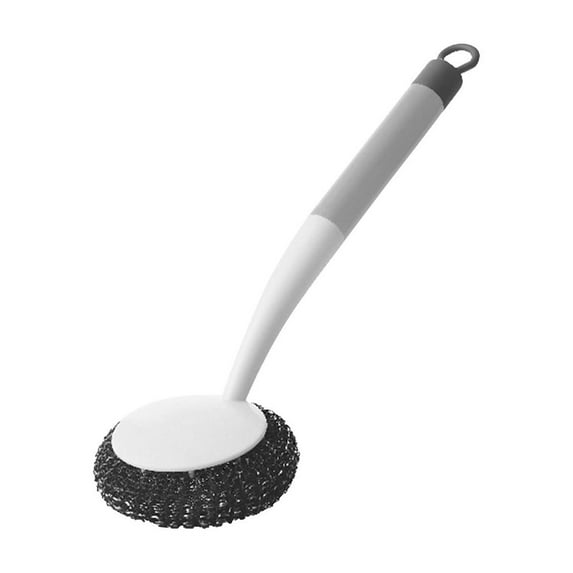 Guozer Scrub Brush with Long Handle 1PCS Dish Scrubber Brush Steel Scrubber for Dishes Household Cleaning Tools for Kitchen, Rentals, Dorms