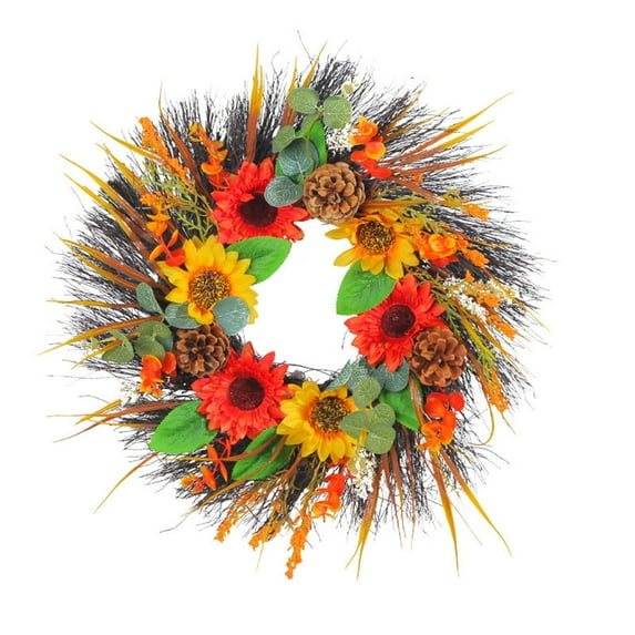 Guozer Clearance Simulation Sunflower Wreath 1PCS Fence Decorative Hanging Decorations Fall and Summer Decorative Door Hanging