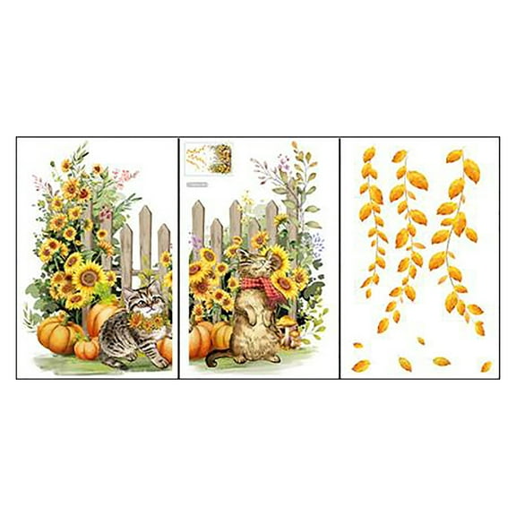 Guozer Sunflower Glass Stickers 1PCS Fall and Summer Theme Window Stickers Waterproof Stickers Decorative For Dormitory Bedroom Nursery