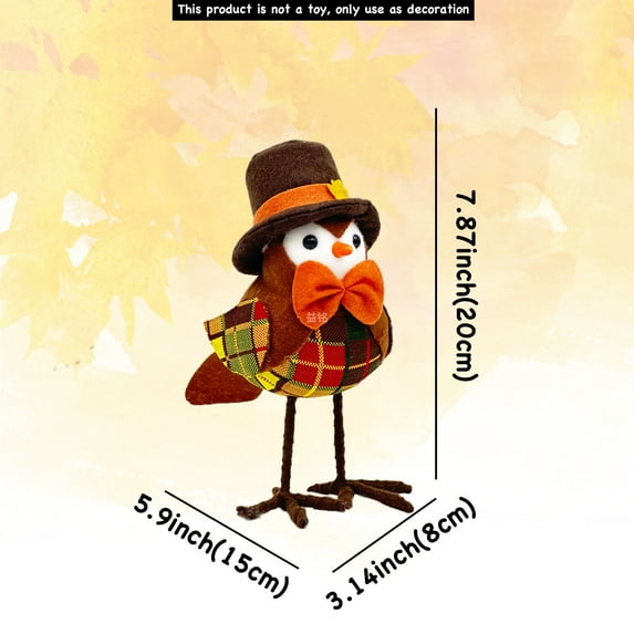Guozer Thanksgiving Decorations Birds Ornaments 1PCS Fall Ornaments for Tree Plush Bird for Home, Dormitory, Restaurant, Cafe, Fall Office Decor