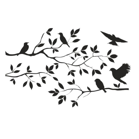 Guozer Tree Decals For Wall 1PCS Bird Wall Decals Black Removable Wall Sticker Home Decor Stickers Refrigerator Decorative Stickers