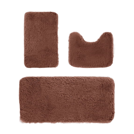 Guozer Universal Bathroom Floor Mat Set of 3 Bathroom Rug Sets Absorbent Bathroom Mats Machine Washable Bathroom Mats
