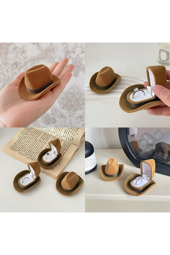 Cowboy-hat shape Gift Box 1PCS Artificial Rose Jewelry Gift Box Necklace Box Gifts for Wedding, Engagement, Birthday, Valentine' Day, Christmas, Proposal, Anniversary