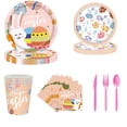 thumbnail image 1 of Guozer Easter Tableware Set, Disposable Tableware for Bunny Party, Easter Decor Party Supplies, 24x (7/9 In Plates + Paper Cup + Napkin + Knife + Fork + Spoon), 1 of 4