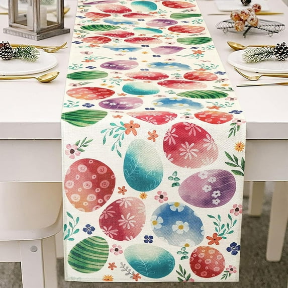 Guozer Easter Table Runners Easter Egg Table Runner for Easter Decor Spring Kitchen Dining Mantel Decor Cabinet Decor Tabletop Centerpiece