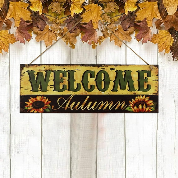 Guozer Fall Signs 1PCS Door Sign for Fall Outdoor Decor Fall Welcome Sign for Stairs, Front Door, Living Room, Bedroom, Office, Garden, Balcony