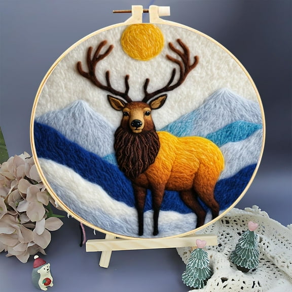 Guozer Felting Kits for Beginners Adult, Beginner-Friendly Wool Felting & Embroidery Kit: All-Inclusive DIY Set with Frame, Patterns & Tools – Craft Relaxing Home Decor