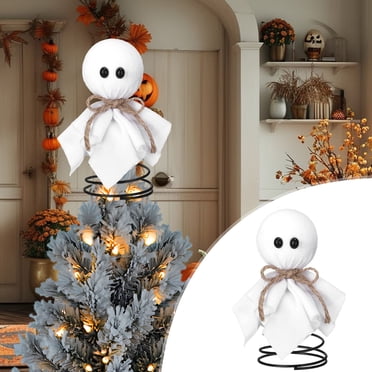 TaTaai 3Pcs Halloween Ghost Miniature Tree Topper Spooky Halloween Tree Ornaments Mini Christmas Treetops Ornaments For Home Party Supplies