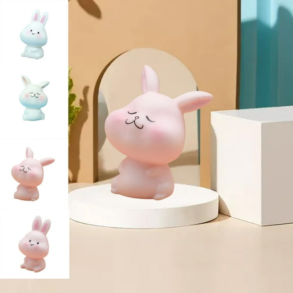 Guozer Mini Resin Bunnies 4Pcs Mini Bunny Figurines Easter Bunnies Easter Egg Fillers Easter Rabbits Miniature Ornaments for Easter Garden Accessories Home Decor