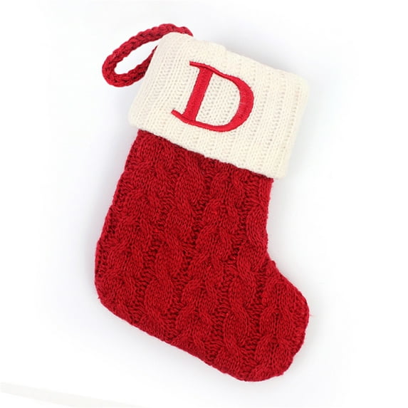 Guozer Red & White Christmas Stockings - Hanging Sock for Tree or Mantel, Holds Candy & Gifts(D)