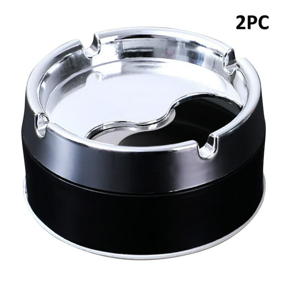Guozer Round Windproof Ashtray 2PCS Stainless Steel Ashtray with Rotating Lid Outdoor Ashtray Stainless for Outdoor,Indoor,Home And Office