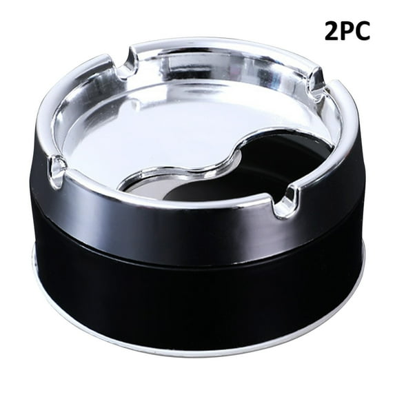 Guozer Round Windproof Ashtray 2PCS Stainless Steel Ashtray with Rotating Lid Outdoor Ashtray Stainless for Outdoor,Indoor,Home And Office
