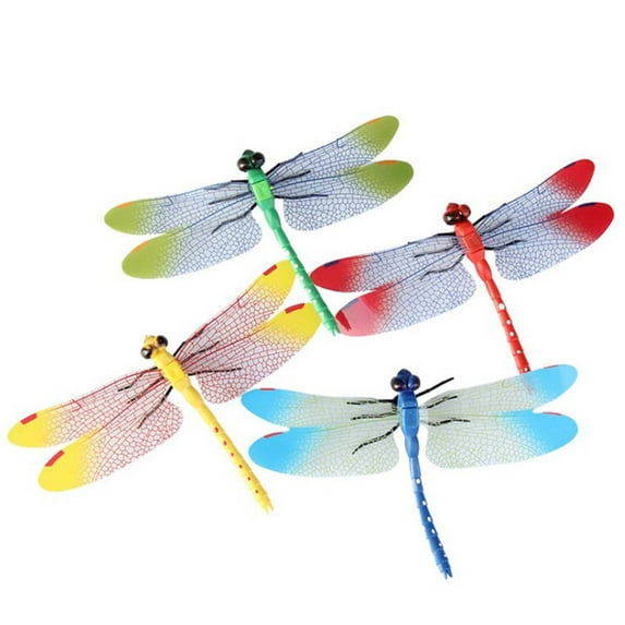 Guozer Simulated Dragonflies Inserts for Bonsai Decor,Garden Stakes for Outside Insect Inserts for Flower Garden Decor, Set of 4