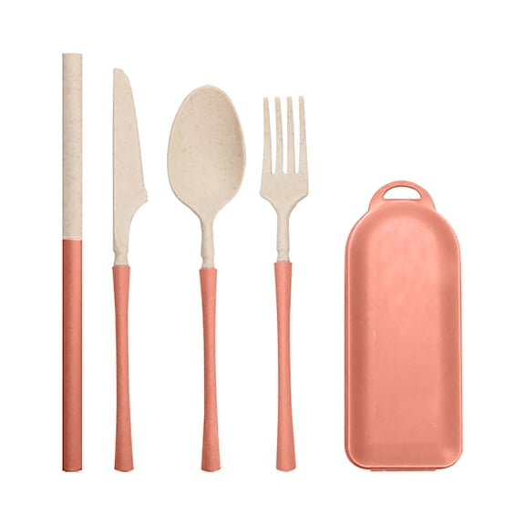 Guozer Travel Utensils with Case, Portable Wheat Straw Reusable Spoon Straw Forks Tableware Set, for Travel Work Picnic Camping
