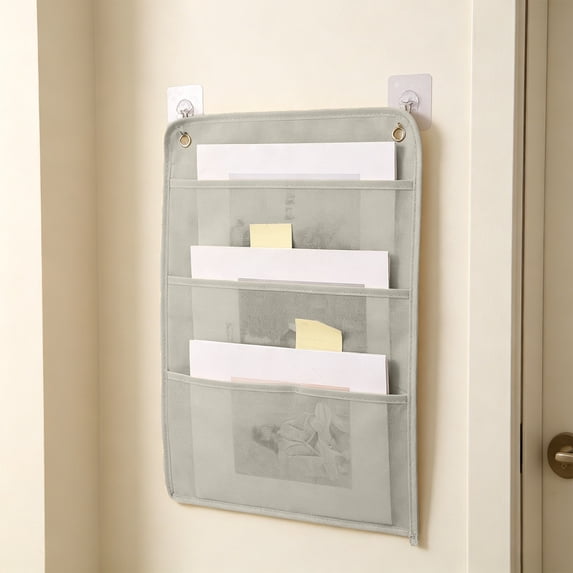 Guozer Wall Hanging File Organizer,Vertical Hanging Storage for Magazines, Documents & Paper 3 Pocket for Office, Classroom & Home