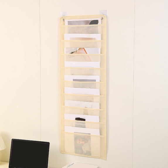 Guozer Wall Hanging File Organizer,Vertical Hanging Storage for Magazines, Documents & Paper 9 Pocket for Office, Classroom & Home