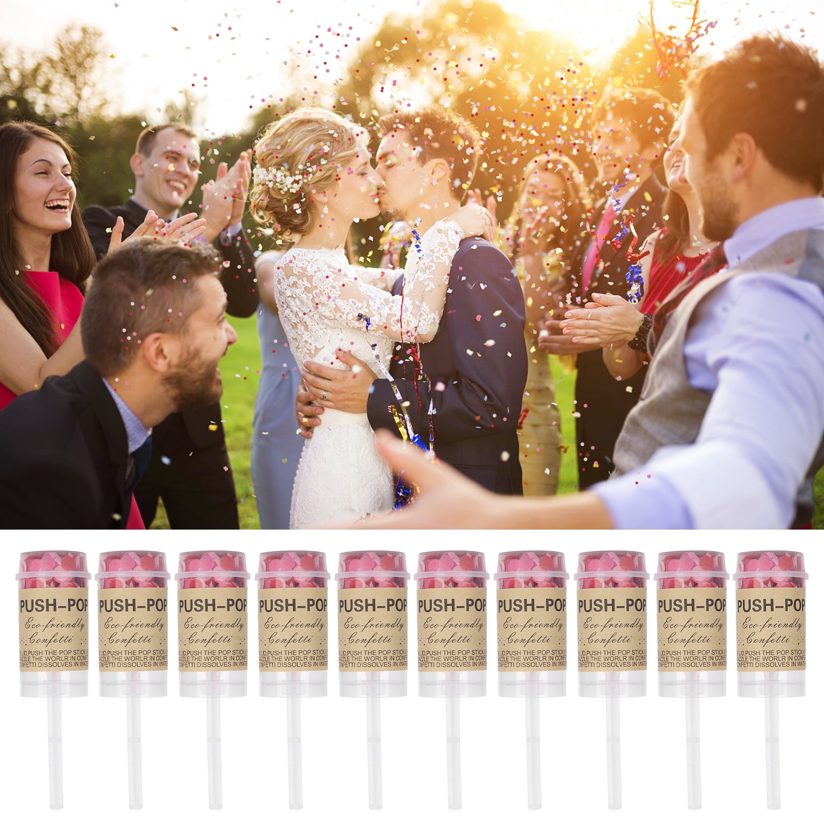 Confetti Cannon Launchers White Biodegradable Heart Confetti Poppers - 6  Pack Valentine's Wedding Party Cannons Party Poppers, image size:1601x1601