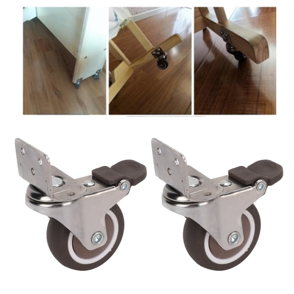 Gupbes 2Pcs L Bracket Caster With Brake Durable TPE Rubber Metal 360 Degrees Rotating Flexible Low Noise Plate Caster,Silent Caster Wheels, Plate Caster