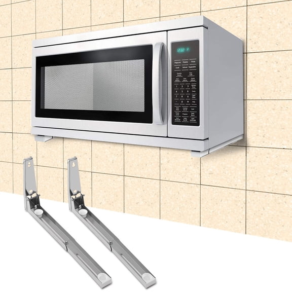 Gupbes 2x Kitchen Stainless Steel Microwave Oven Bracket Sturdy Foldable Stretch Wall Mount Rack Shelf,Wall Mount Rack Shelf,Microwave Oven Bracket