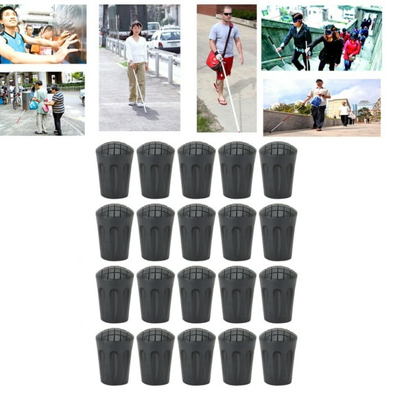 Gupbes Anti?Slip Walking Cane Tip,20pcs Replacement Reinforced Cane Tips Outdoor Anti?Slip Walking Cane Tip with Metal Gasket(Height 4.2CM, Inner diameter 11mm)