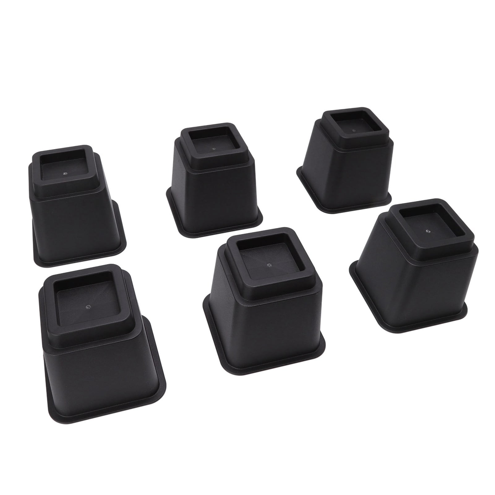 Gupbes Bed Raisers Blocks,6pcs Bed Risers 5in High Quadrate Trapezoidal Ergonomic Plastic Black