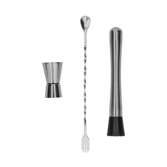 Gupbes Cocktail Jigger,Stirring Spoon,Stainless Steel Cocktail Jigger Muddler Stirring Spoon Set Bar Bartender Accessory