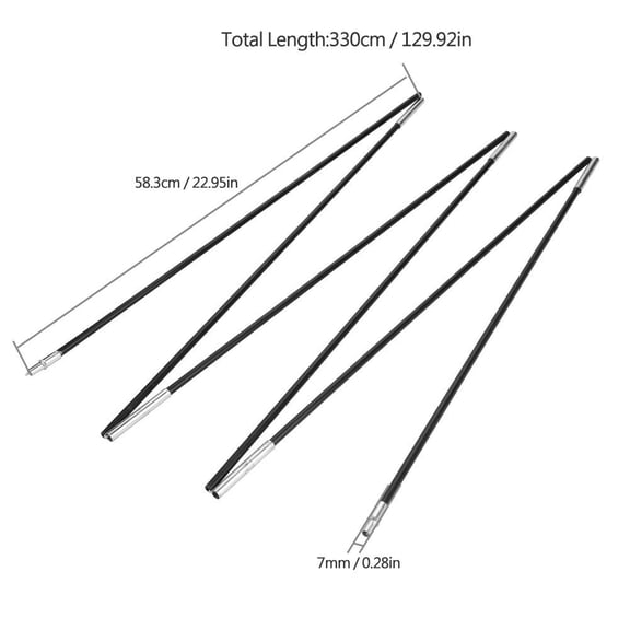 Gupbes Fiberglass Camping Tent Pole Bars Outdoor Sunshelter Support Rods Awning Frames Kit, Tent Pole, Camping Tent Pole