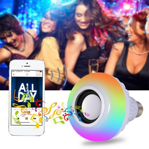 Gupbes Led Bluetooth Music Bulb E27 12W LED RGB Bluetooth Speaker Bulb Wireless Music Playing Light Lamps With Remote Control Bulb Bluetooth Music Speaker
