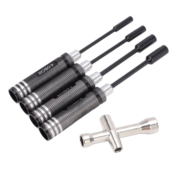 Gupbes RC Tool Set,Hex Nut Driver Sleeve Set Spanner Box Screwdriver Sleeve 4.0mm 5.5mm 7.0mm 8.0mm With Socket Sleeve,RC Hex Screw Drivers
