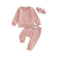 thumbnail image 1 of Gupgi 0-3 Years Baby Girls Outfit, Flower Print Long Sleeve Sweatshirt Sweatpants Headband Outfit, 1 of 9