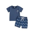 thumbnail image 1 of Gupgi 2Pcs Baby Boy Summer Outfits Short Sleeve Tree Embroidery T-Shirt + Shorts Set Clothes 6 Months - 3 Years, 1 of 9