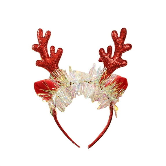 Gupgi Christmas Headband Bow Christmas Tree Elk Antler Hair Band Hair Hoop Women Girls Hair Headdress Christmas Ornaments