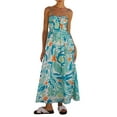 thumbnail image 1 of Gupgi Elegant Women's Long Beach Dress Sleeveless Spaghetti Strap Ruched Bust Floral Print Dress Midi Slip Dress, 1 of 8