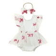 thumbnail image 1 of Gupgi Newborn Girl Outfit, Fly Sleeve Butterfly Tulle Romper with Hairband Summer Clothes, 1 of 9
