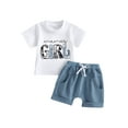 thumbnail image 1 of Gupgi Toddler Boys Pants Suit Casual Street Short Sleeves Letters Tops Summer Girls Boys Shorts, 1 of 9
