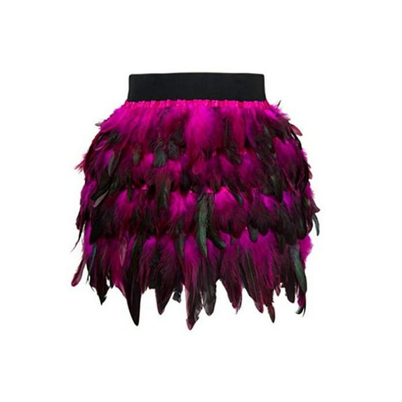 Gupgi Women Feather Skirt Vintage Elastic Waist Cosplay Mini Skirt Halloween Cosplay Costume for Party Stage Show