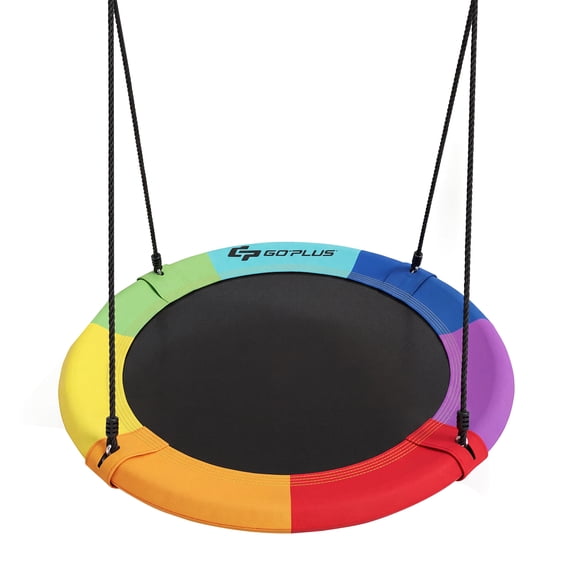 Guplus 40" 770 lbs Flying Saucer Tree Swing Kids Gift with 2 Tree Hanging Straps Colorful Colorful