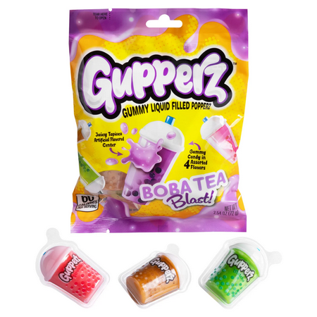 Gupperz Gummy Liquid Filled Poppers – Sweet & Juicy Candy with a Burst of Flavor! {Boba Tea Blast}