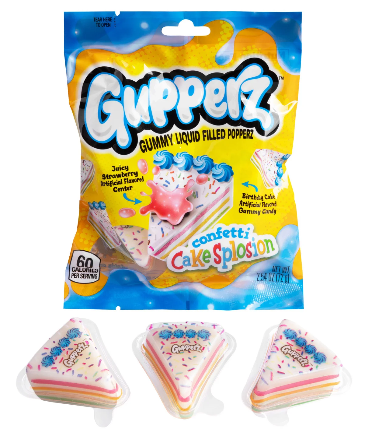 Gupperz Gummy Liquid Filled Poppers – Sweet & Juicy Candy with a Burst of Flavor! {Confetti Cake}