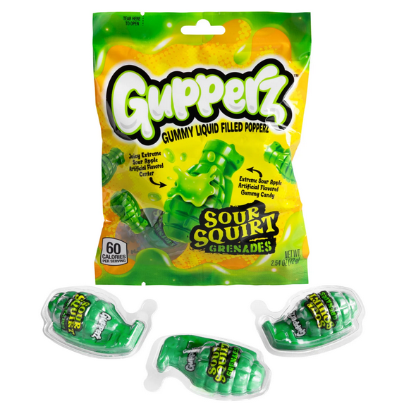 Gupperz Gummy Liquid Filled Poppers – Sweet & Juicy Candy with a Burst of Flavor! {Sour Grenades}