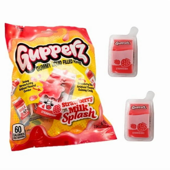 Gupperz Strawberry Milk Splash Gummy Liquid Filled Center Poppers