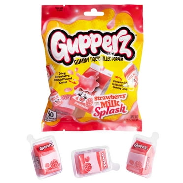 Gupperz Strawberry Milk Splash Gummy Liquid Filled Center Poppers