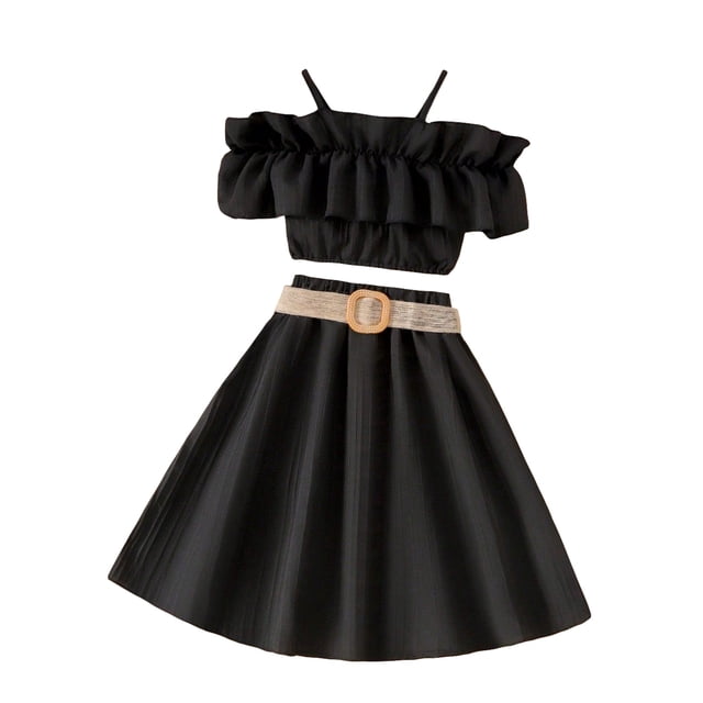 Fashion Girl Outfits Summer Costume Cotton T-shirt Work Pants Bow Sets For 5 6 7 8 9 10 11 12 Year Old Children' Clothes Suit