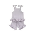 thumbnail image 1 of Gureui Baby Girls Knit Shorts Outfits Solid Color Sleeveless Cami Tops with Elastic Waist Shorts 2Pcs Set, 1 of 9