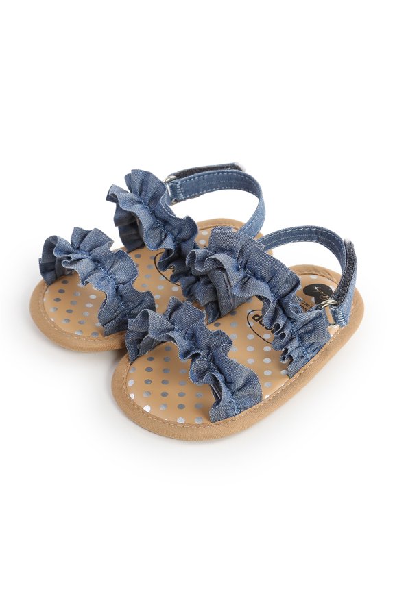 Baby Girls Summer Sandals, Anti-Slip Soft Sole Ruffle Flat Shoes Toddler First Walker