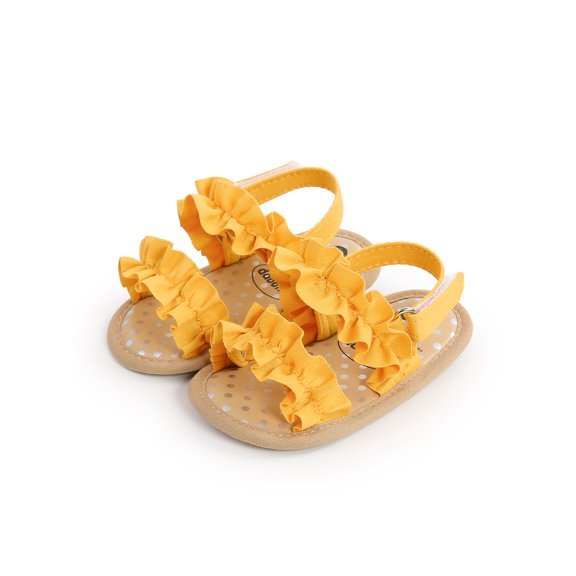 Gureui Baby Girls Summer Sandals, Anti-Slip Soft Sole Ruffle Flat Shoes Toddler First Walker