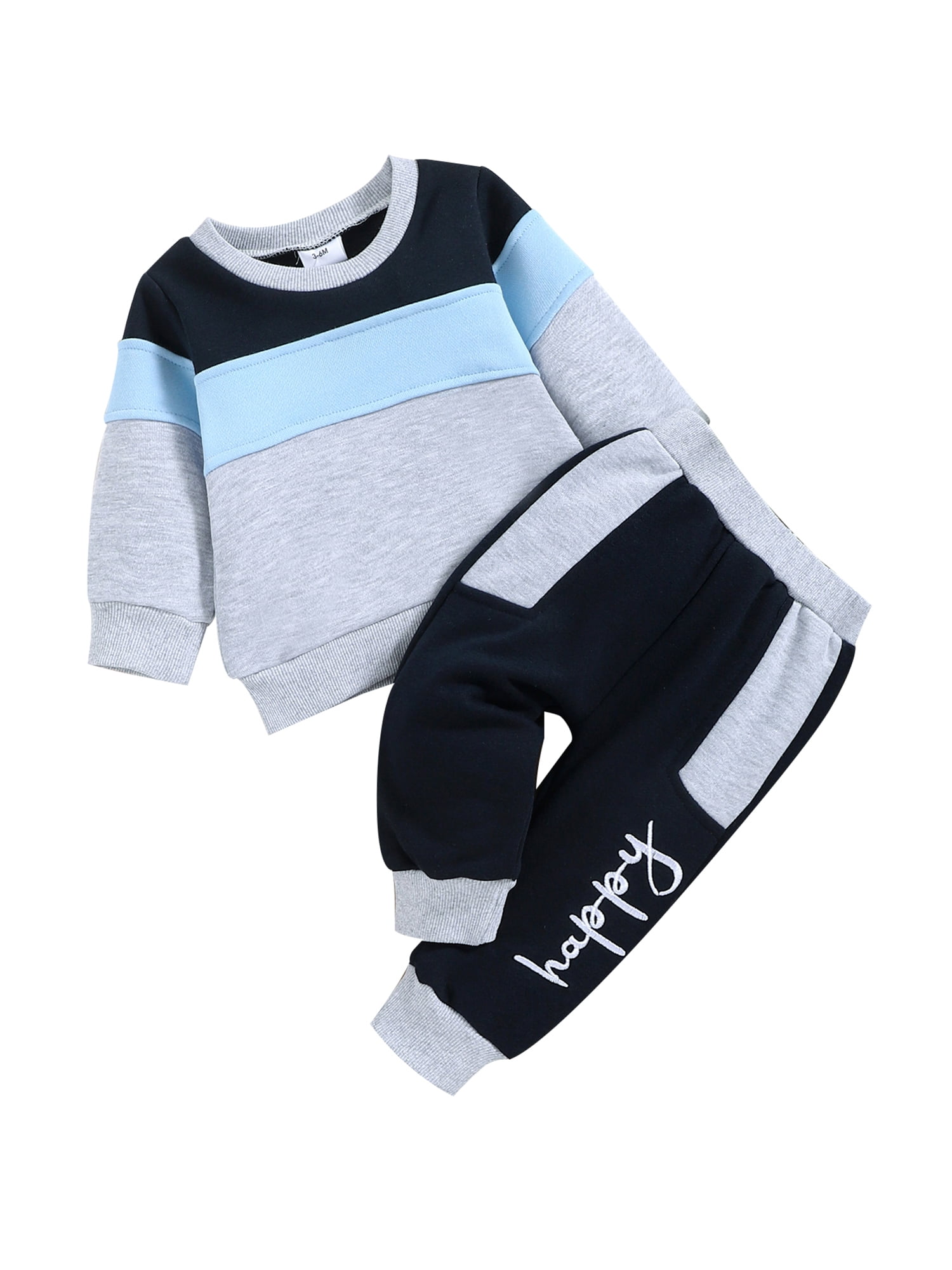 2pcs Color Block Long-sleeve Baby Set